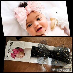 Baby Bling® Tulle FAB® soft nylon headband with a shimmering tulle bow